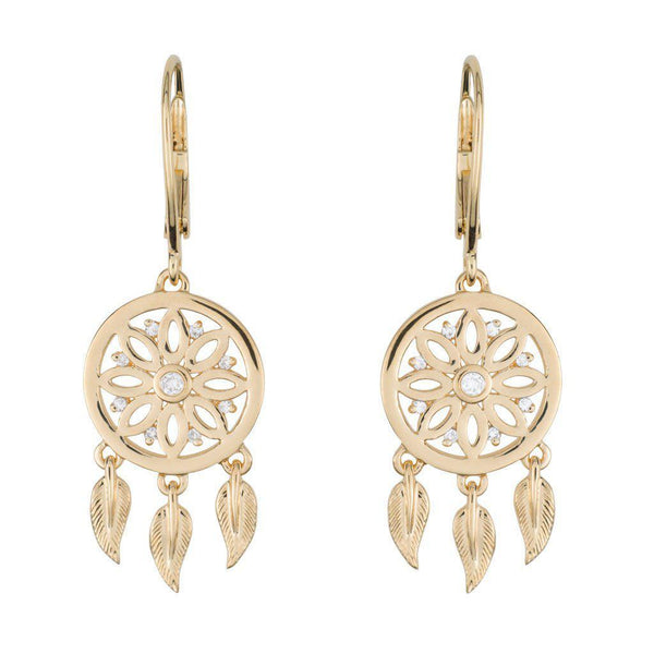 18 Karat Yellow Gold Dreamcatcher Earrings Jackson Hole