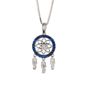 18 Karat White Gold with Diamond and Blue Sapphire Dreamcatcher Pendant - Jackson Hole Jewelry Company
