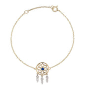 18 Karat Yellow and White Gold with Diamond and Blue Sapphire Dreamcatcher Bracelet - Jackson Hole Jewelry Company