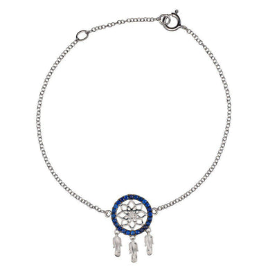 18 Karat White Gold with Diamond and Blue Sapphire Dreamcatcher Bracelet - Jackson Hole Jewelry Company