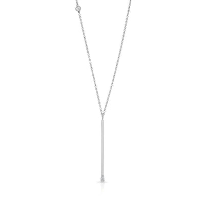 18K White Gold Matchstick Necklace with Diamond - Jackson Hole Jewelry Company