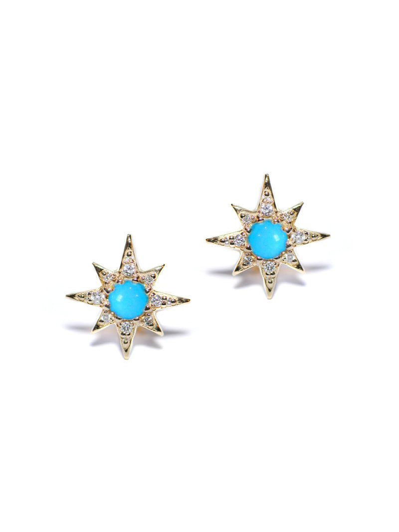 ANZIE Aztec Mini Starburst Stud Earrings with Opal, Turquoise or