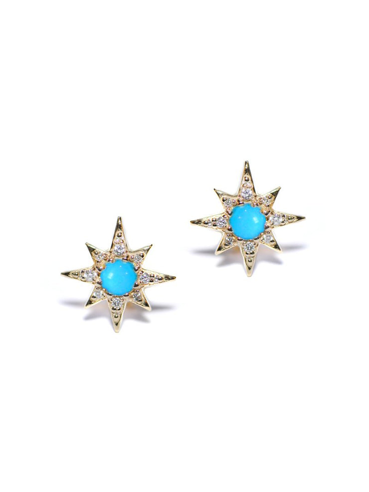 ANZIE Aztec Mini Starburst Stud Earrings with Opal, Turquoise or Clear Topaz - Jackson Hole Jewelry Company