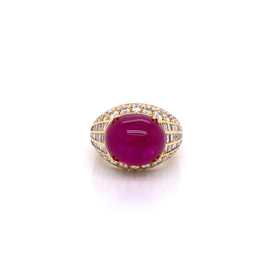 Picchiotti Oval Cabochon Burmese Ruby Ring - Jackson Hole Jewelry Company