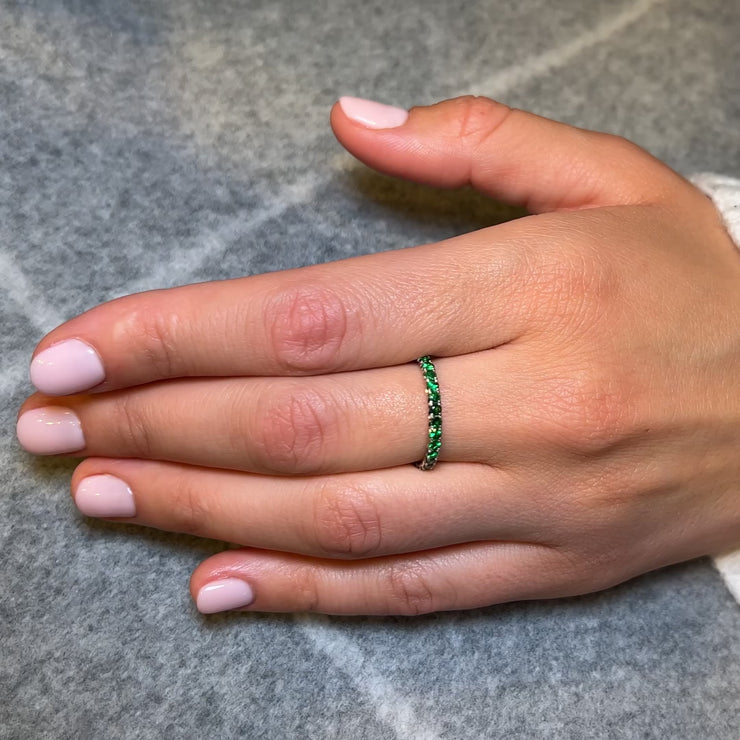 LUXE EDITION: 18 Karat French Cut Green Tsavorite Pavé Eternity Band