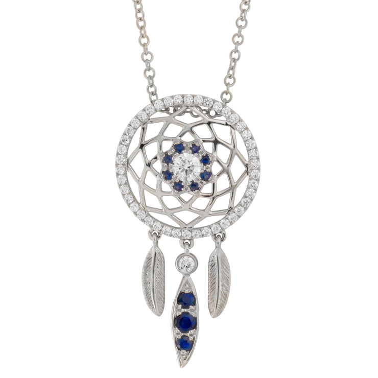 18 Karat Diamond and Sapphire Dreamcatcher Necklace - Jackson Hole Jewelry Company