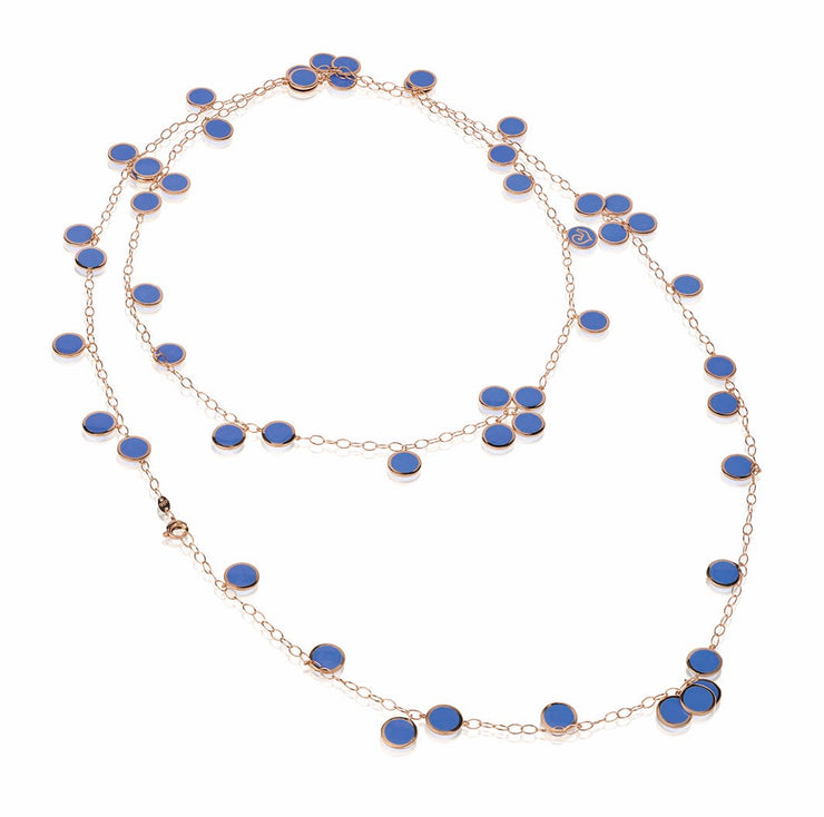 Chantecler Pailettes 18K Pink Gold & Capri Blue Enamel Necklace - Jackson Hole Jewelry Company