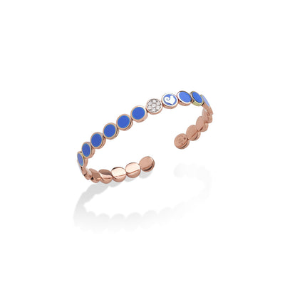 Chantecler Pailettes 18K Pink Gold, Diamond & Blue Capri Enamel Bracelet - Jackson Hole Jewelry Company