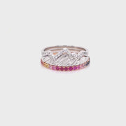 Multicolored Sapphire French Cut Pavé Eternity Ring Only