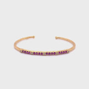 14k Marika Desert Gold Stackable Cuff with Pavé Diamonds and Pink Sapphire