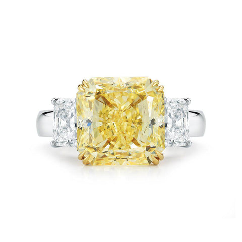 5 Carat Natural Fancy Yellow Radiant Cut Diamond Ring - Jackson Hole Jewelry Company