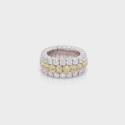 Picchiotti Xpandable™ Three Row Round Cut Yellow and White Diamond Eternity Ring