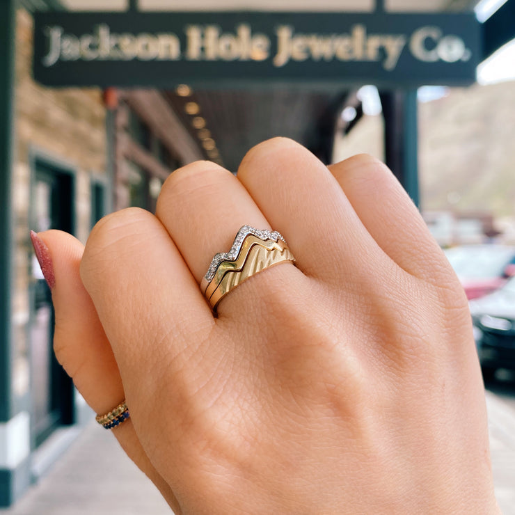 14 Karat White and Yellow Teton Stacking Ring™ (3 Ring Set) - Jackson Hole Jewelry Company