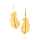 14k Marika Desert Gold Feather Earrings with Diamonds - Jackson Hole Jewelry Company