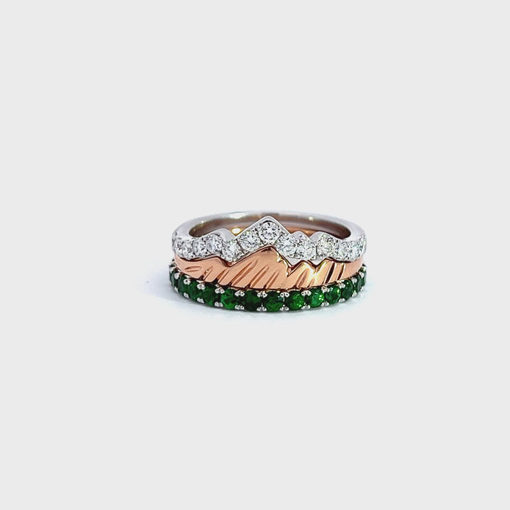 LUXE EDITION: 18 Karat French Cut Green Tsavorite Pavé Eternity Band