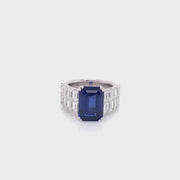 Picchiotti Blue Sapphire and Two Row Diamond Ring