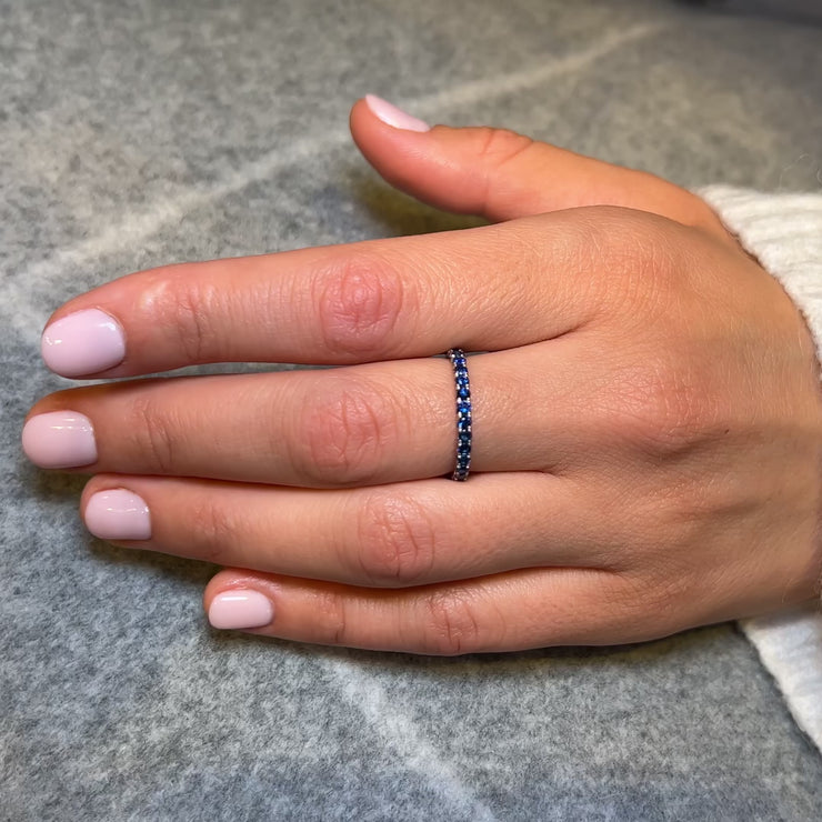 LUXE EDITION: 18 Karat French Cut Snake River Sapphire Pavé Eternity Band