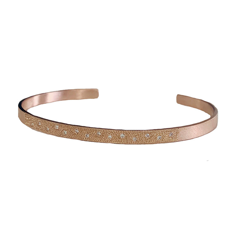 Julez Bryant 14k Rose Gold Cuff Bracelet with White Diamond Pave - Jackson Hole Jewelry Company