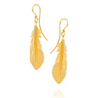 14k Marika Desert Gold Feather Earrings with Diamonds - Jackson Hole Jewelry Company