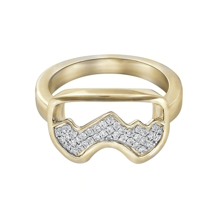 Two-toned Diamond Teton Ski Goggle Ring - Jackson Hole Jewelry Company