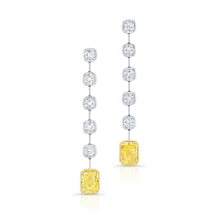 Rahaminov White and Yellow Diamond Bar Earrings - Jackson Hole Jewelry Company