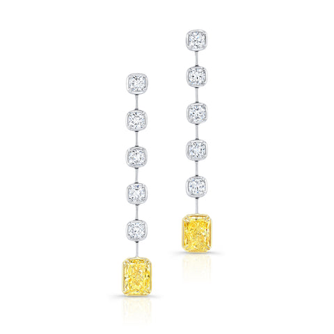 Rahaminov White and Yellow Diamond Bar Earrings - Jackson Hole Jewelry Company