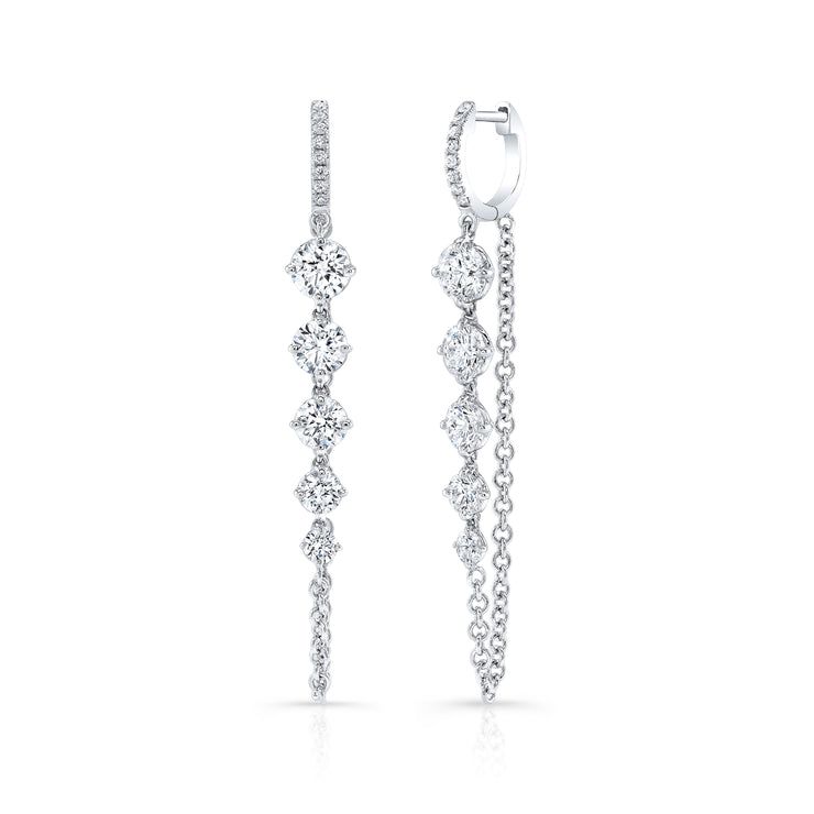 Diamond Graduated Drop Earrings with Chain Accent - Jackson Hole Jewelry Company
