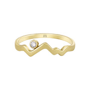 Teton Outline Sunset Ring with White Diamond. - Jackson Hole Jewelry Company