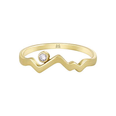 Teton Outline Sunset Ring with White Diamond. - Jackson Hole Jewelry Company