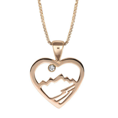 Small 14KY Gold Teton Heart Pendant - Jackson Hole Jewelry Company