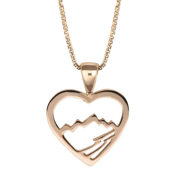 Small 14KY Gold Teton Heart Pendant - Jackson Hole Jewelry Company