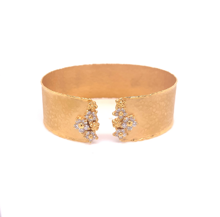 14k Marika Desert Diamond Flower Cuff Bracelet with Diamonds - Jackson Hole Jewelry Company