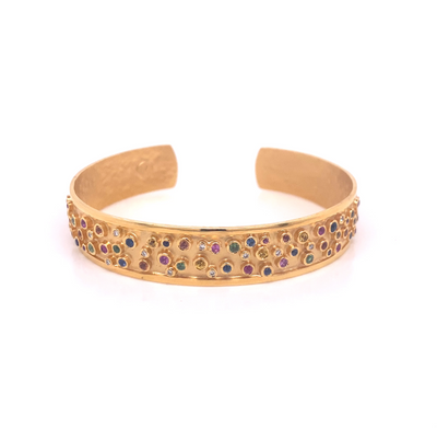 14k Marika Desert Gold Multi Colored Sapphire and Diamond Cuff Bracelet - Jackson Hole Jewelry Company