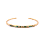14k Marika Desert Gold Stackable Cuff with Pavé Diamonds and Green Tsavorite - Jackson Hole Jewelry Company
