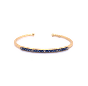 14k Marika Desert Gold Stackable Cuff with Pavé Diamonds and Blue Sapphire - Jackson Hole Jewelry Company