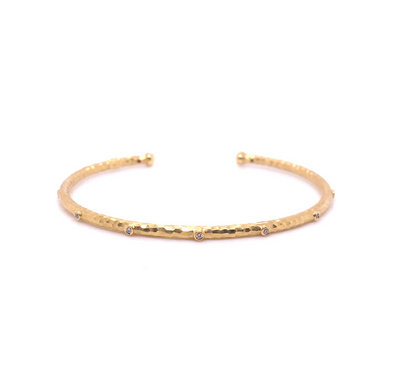 14k Marika Desert Gold Stackable Cuff with Bezeled Diamonds - Jackson Hole Jewelry Company