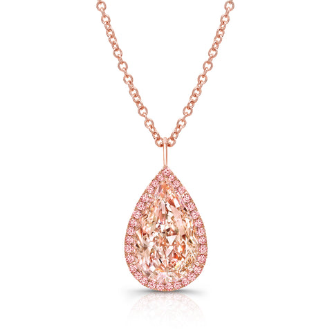 Natural 3 Carat Fancy Pink Pear Shaped Necklace - Jackson Hole Jewelry Company