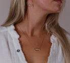 Small 14KY Gold Oval Teton Necklace with Diamonds - Jackson Hole Jewelry Company