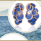 Chanteclar Pailettes 18K Pink Gold, Diamonds & Capri Blue Enamel Earrings - Jackson Hole Jewelry Company