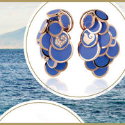 Chanteclar Pailettes 18K Pink Gold, Diamonds & Capri Blue Enamel Earrings - Jackson Hole Jewelry Company