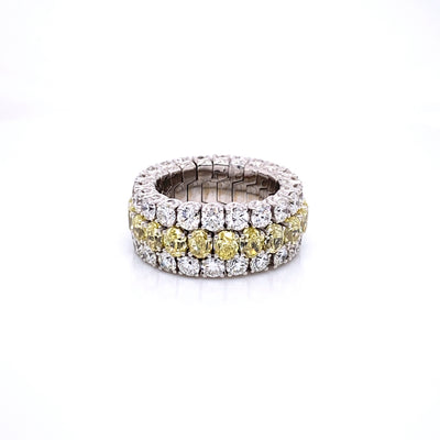 Picchiotti Xpandable™ Three Row Round Cut Yellow and White Diamond Eternity Ring - Jackson Hole Jewelry Company