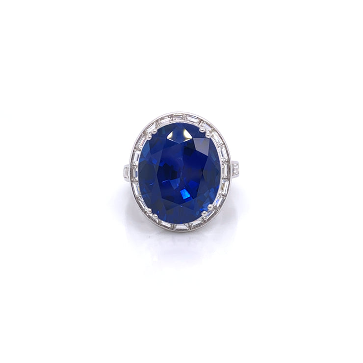 Picchiotti Oval Blue Sapphire and Baguette Diamond Ring - Jackson Hole Jewelry Company