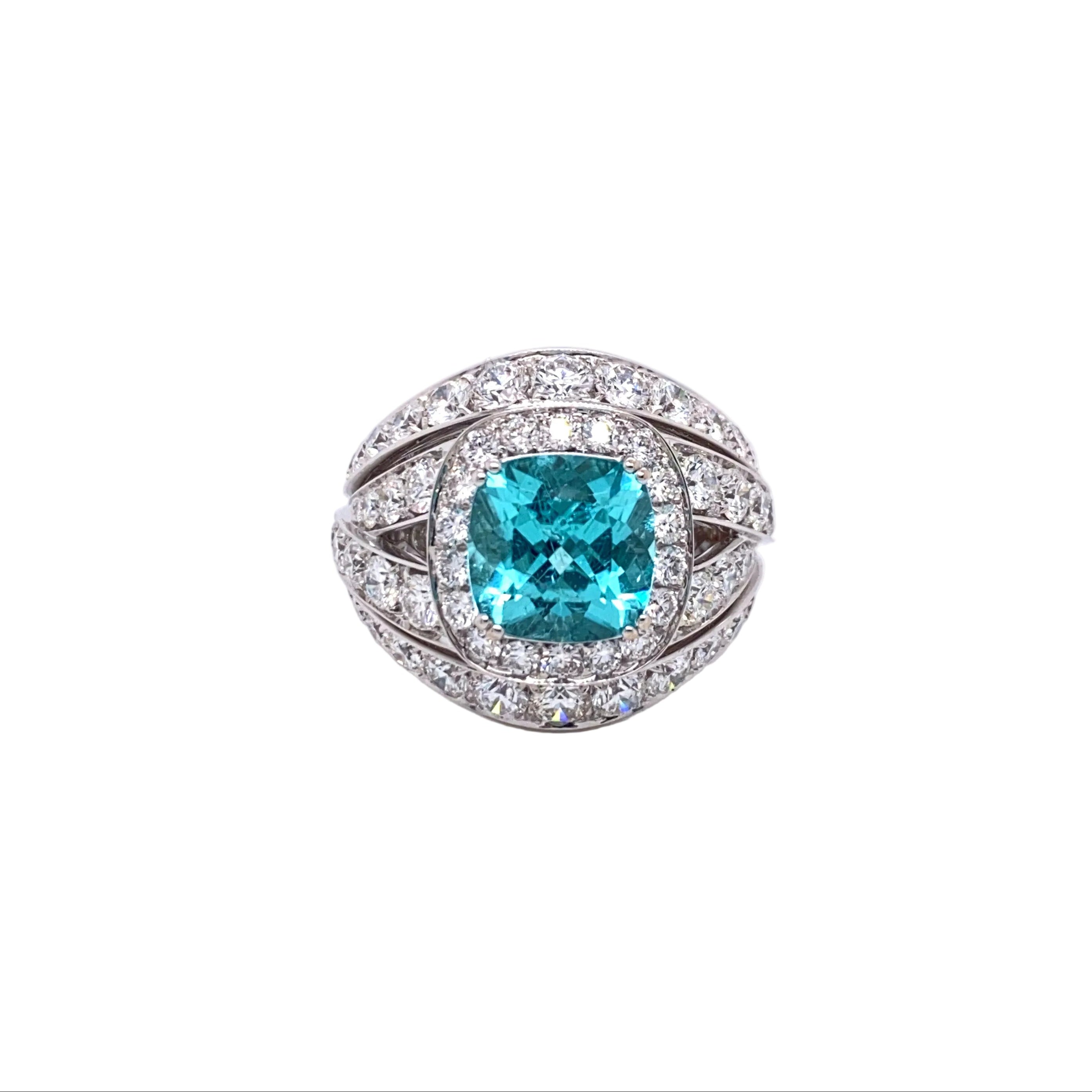 Picchiotti Cushion Cut Paraiba Tourmaline and Diamond Ring - Jackson Hole Jewelry Company