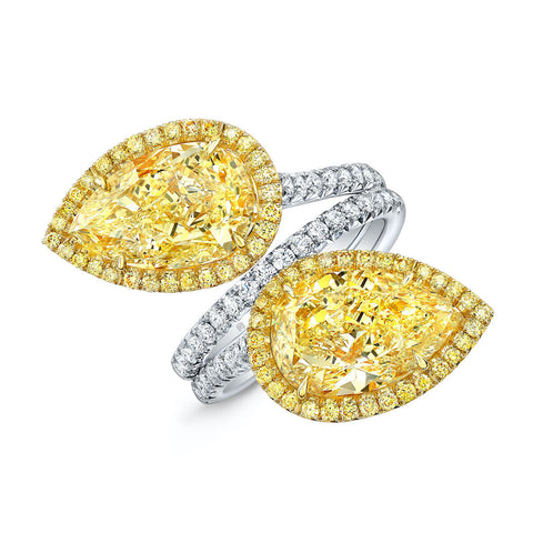Natural Fancy Yellow Diamond Pear Shaped Bypass Ring - Jackson Hole Jewelry Company