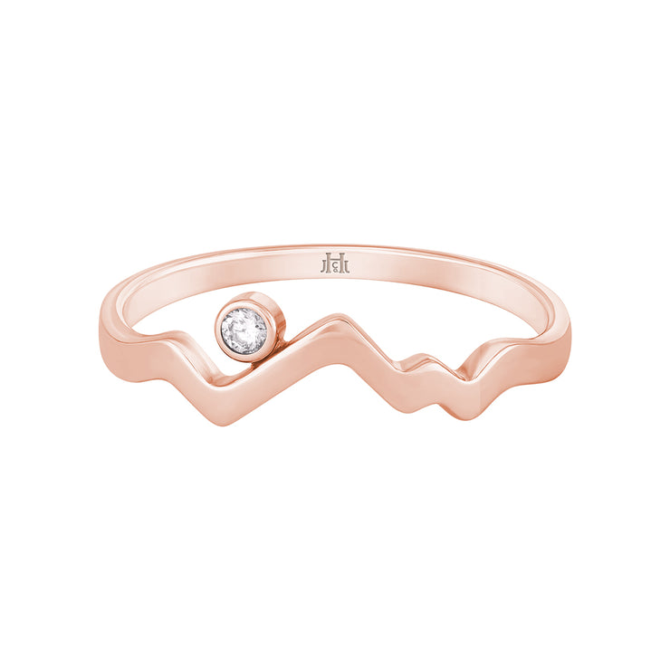 Teton Outline Sunset Ring with White Diamond. - Jackson Hole Jewelry Company