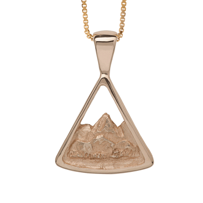 Small 14 Karat Teton Triangular Pendant - Jackson Hole Jewelry Company