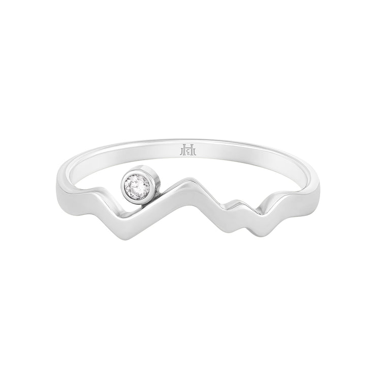 Teton Outline Sunset Ring with White Diamond. - Jackson Hole Jewelry Company