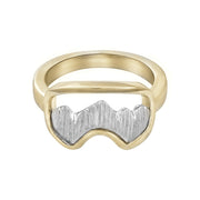 14K White and Yellow Gold Teton Ski Goggle Ring - Jackson Hole Jewelry Company
