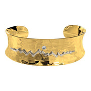Concave Hammered Cuff Bracelet with 18 Karat Gold Tetons - Jackson Hole Jewelry Company