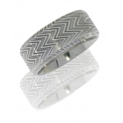 Damascus Steel 8mm Flat Band in Zebra Pattern - Jackson Hole Jewelry Company